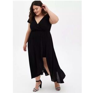 Torrid Maxi Gauze Walk-Through Black Dress 2x